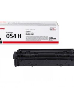 Canonin keltainen Cartridge 054 H -värikasetti, taustalla brändipakkaus valkoisella pohjalla.
