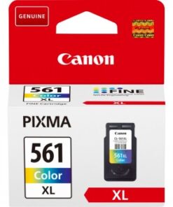 Canon CL-561XL värikasetti valkoisessa ja punaisessa pakkauksessa, edestä katsottuna.