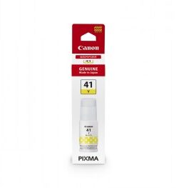 Canon GI-41 Y keltainen mustepullo, alkuperäinen pakkaus, edestä kuvattuna.