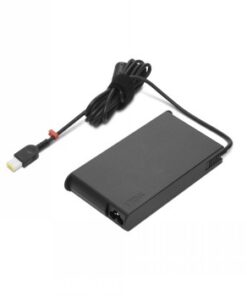 Ohut ja musta Lenovo TP 170W Slim AC -sovitin Slim Tip -liitännällä, johto rullattuna.