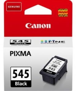 Canon PG-545 musta mustepatruuna pakkauksessaan, punainen yläosa ja valkoinen alaosa, Pixma-logo.