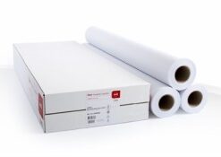 Valkoinen Canon-paperirulla ja sen pakkaus, joita käytetään suurkuvatulostimissa.