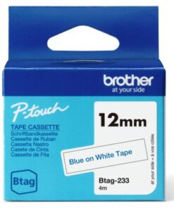 Brother btag233 12mm blue on white tape