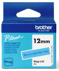 Brother btagl33 12mm blue on light blue tape