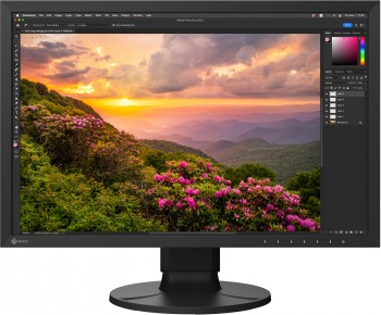 Eizo ColorEdge CS2400S -näyttö, jossa 24.1 tuuman WUXGA IPS-paneeli ja värikäs maisemakuva näytöllä.
