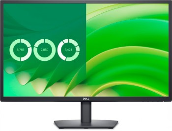 DELL PRO 27 -näyttö, musta reunus, vihreä graafinen käyttöliittymä ruudulla, edestä katsottuna.
