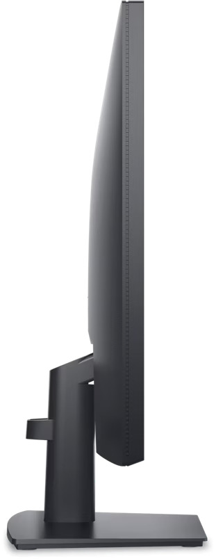 Sivuprofiili DELL PRO 27 E2725H -näytöstä; ohut musta runko ja ergonominen jalusta.