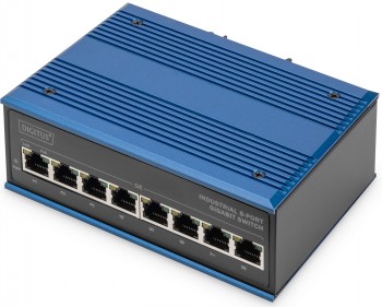 DIGITUS INDUSTRIAL 8-PORT GIGABIT POE SWITCH DIN RAIL, EXTENDED TEMP. RANGE