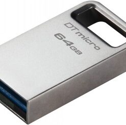 Kingston 64 GB DataTraveler Micro USB-muistitikku metallisella rungolla, liittimenä USB-A.