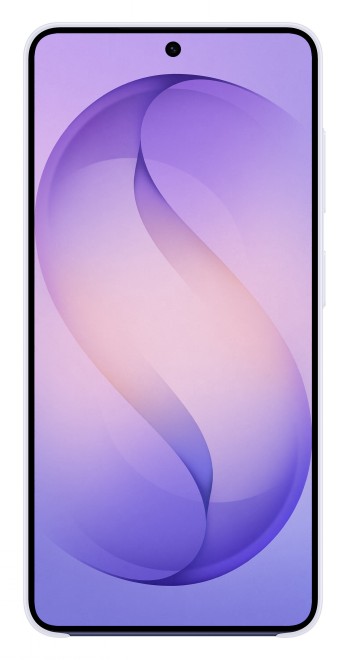 Violetti Samsung Galaxy S26 -puhelimen Slim Magnet -suojakotelo pystysuunnassa, vaalealla taustalla.