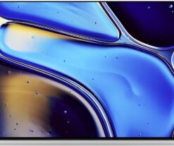 55 tuuman SONY OLED 4K -näyttö mustilla reunoilla ja värikkäällä, abstraktilla ruudulla.