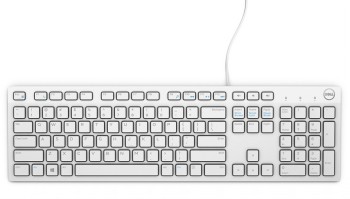 Valkoinen Dell Technologies KB216 langallinen näppäimistö suomalaisella ja ruotsalaisella näppäinasettelulla.