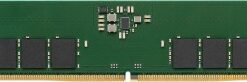 Vihreä Kingston 16GB DDR5-muistikampa, jossa mustat sirut ja kultaisten liitäntöjen rivi alareunassa.