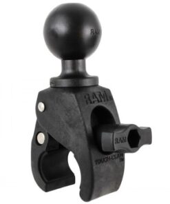 Musta RAM Mounts Tough Claw -kiinnike, jossa on 1.5 tuuman kuula, kuva edestä.