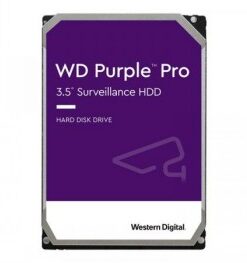 Western Digital Purple Pro 10TB HDD, purppuranvärinen etiketti, edestä kuvattuna.