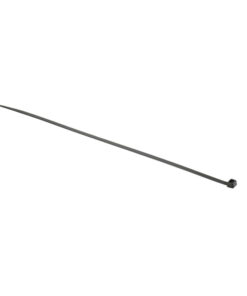 Musta 300 mm pitkä ja 4,8 mm leveä muovinen johdinside valkoisella taustalla.