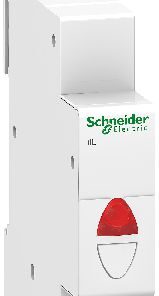 Punainen LED-merkkivalo Schneider Electric Acti 9 -sarjasta, valkoinen runko.